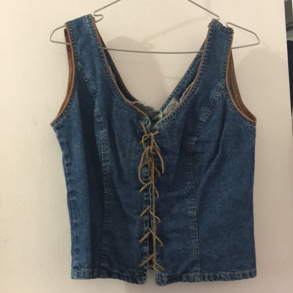 Lace up denim tanktop